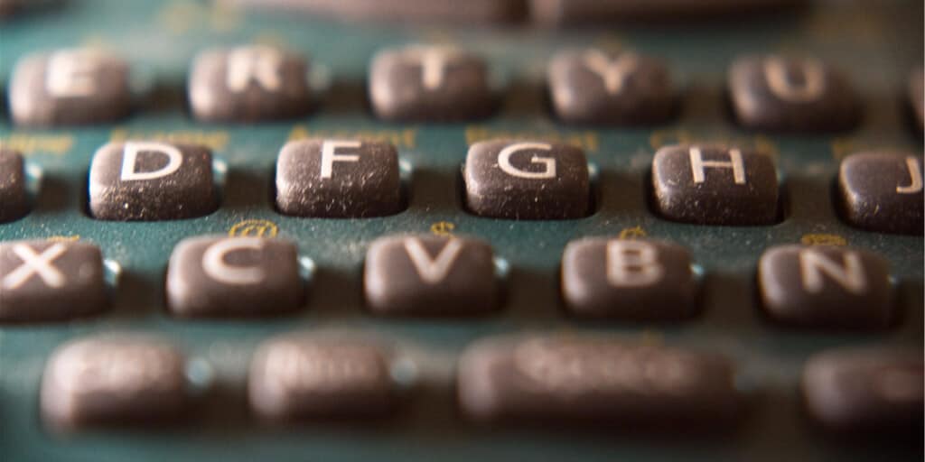 The keyboard of a personal label maker