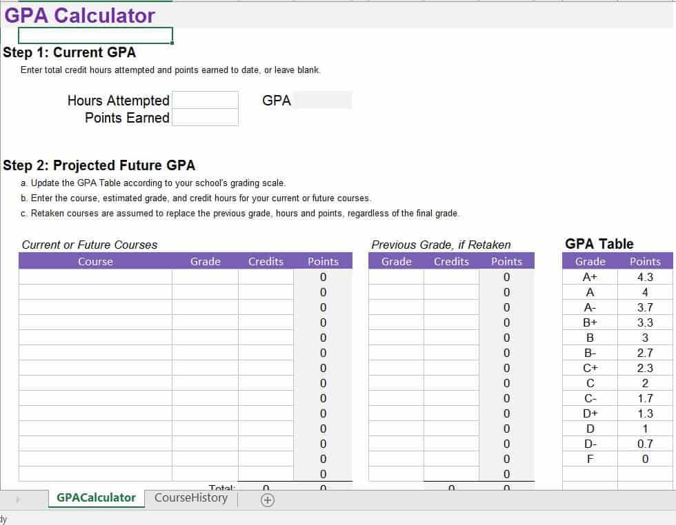 Easy Gpa Calculator In Excel Homeschool Base