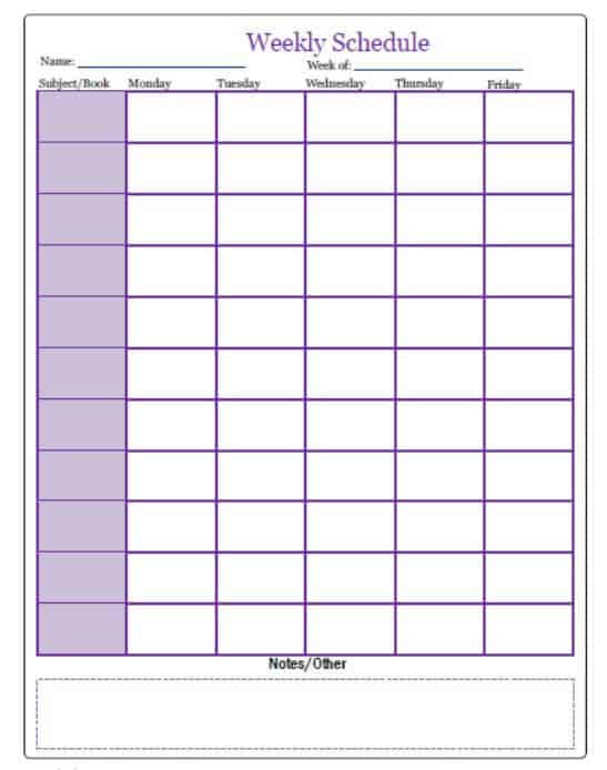 Simple Weekly Planner Template | Homeschool Base