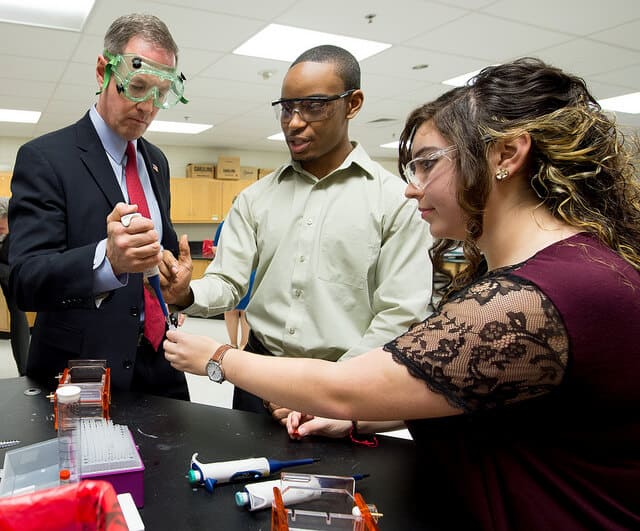 Student in a magnet school learning STEM