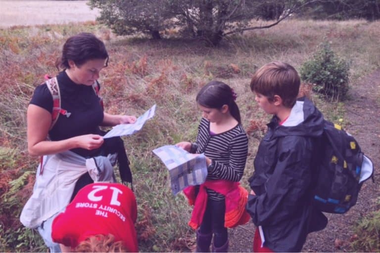 Homeschoolers going on a scavenger hunt