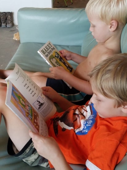 Two homeschoolers reading living books