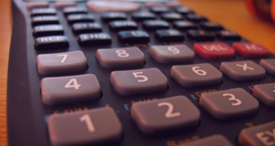 Close-up photo of the keys of a scientific calculator