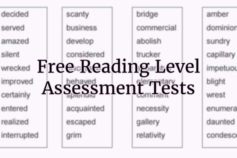 Reading Level Tests For Calculating Grade Competency Level