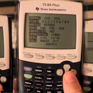 Three TI-84 calculator screens side by side