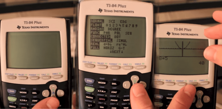 Three TI-84 calculator screens side by side
