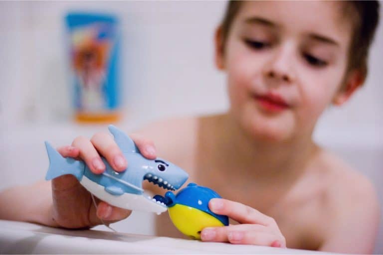 Sensory toys in the bathtub