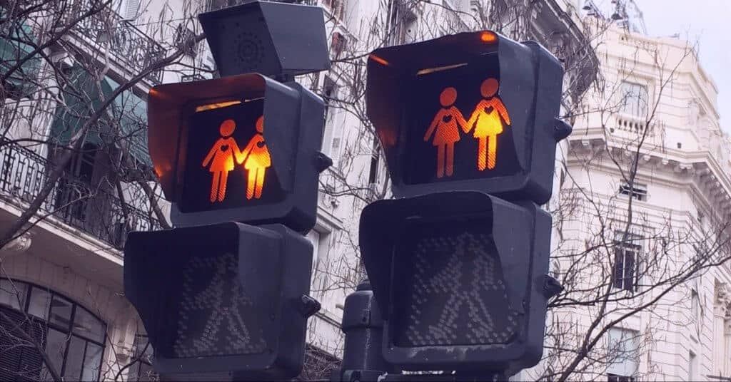 Stop lights for gay pride